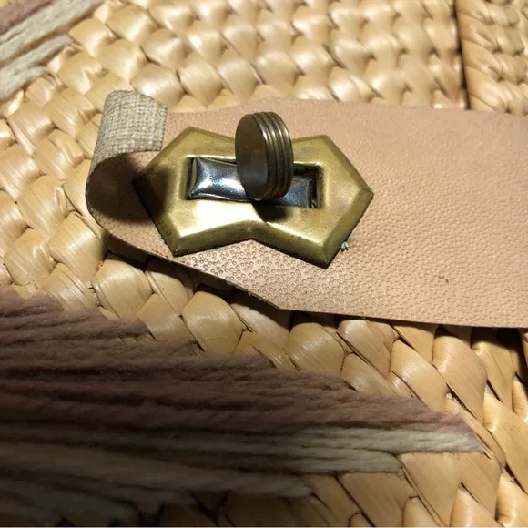 Vintage Woven Straw Basket Bag 1950s 12” x 10” - Picture 4 of 5